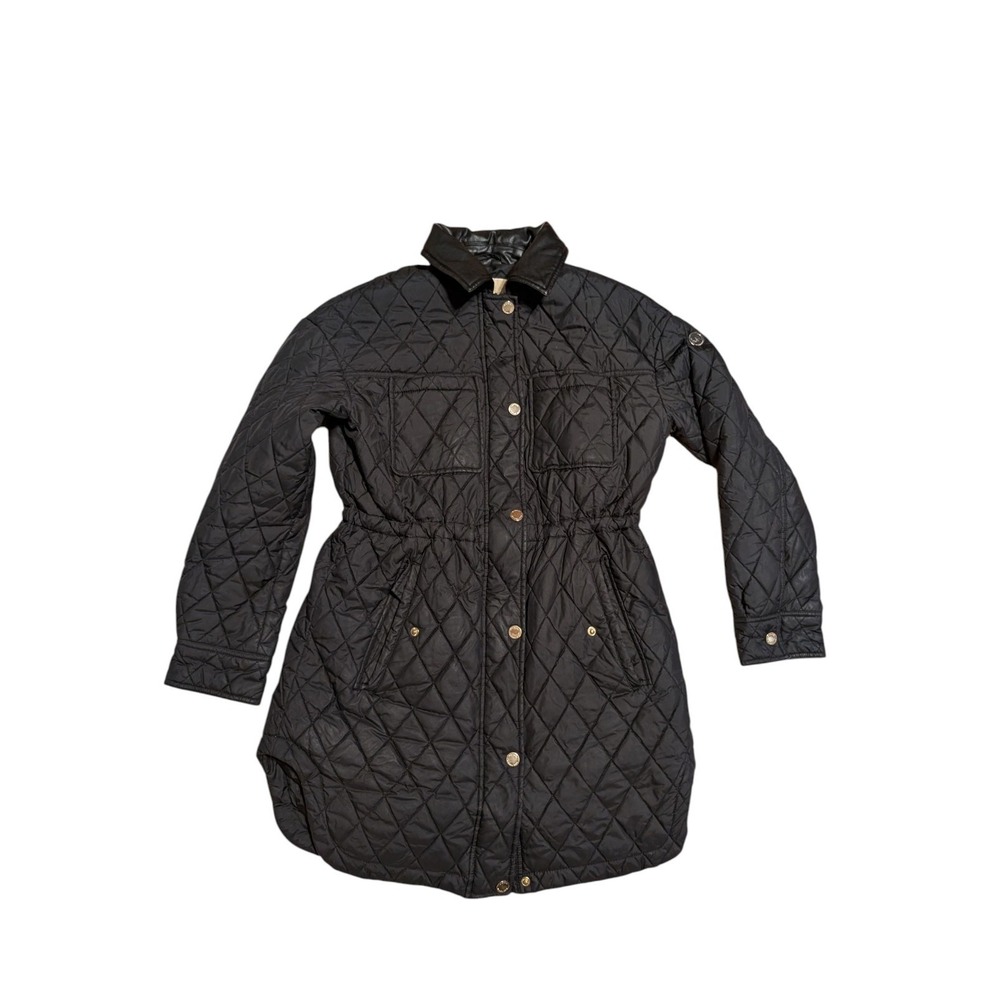 Michael Kors Women's Diamond Quilted Jacket Coat S Black/Gold Tone
